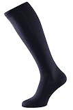 ALBERT KREUZ men’s navy blue over-the-calf socks of 98% silk – Made in Germany