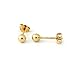 14 Karat Yellow Gold Round Bead Ball Stud Earrings, 3 Millimeters