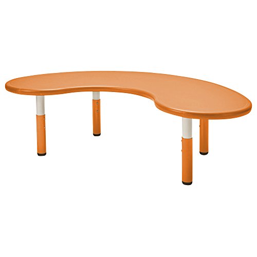 ECR4Kids 65" Kidney Resin Activity Table with Four 16" Resin Chairs - Indoor/Outdoor Kids Seating Set for Classrooms, Daycares, Playgrounds, Orange