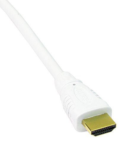 World of Data 15m v1.4 White HDMI Cable with Ethernet - Gold Plated - 4K Ultra HD Multiple Shielded 100% Copper Wire Multi Channel Audio Video Lead