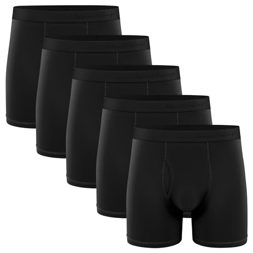 Natural Feelings Herren Boxer Slips unterwäsche Pack weiche Baumwolle offene Fliege unterwäsche x-Large d: Classic Black Pack of 5