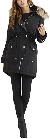 Lipsy Womens Long Belted Quilted Puffer Black US 0 (UK 4)