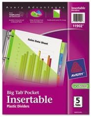 (6 Pack Value Bundle) AVE11902 Big Tab Plastic Dividers, Slash Pocket, 5-Tab, Letter, Assorted