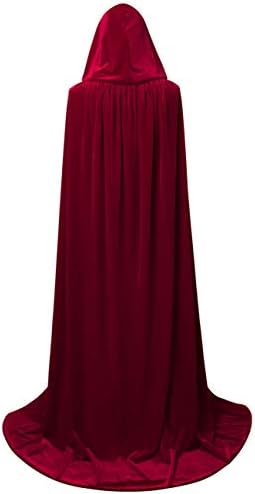 GRACINAdult Costume Hooded Cloak, Unisex Full Length Velvet Cape for Halloween Party