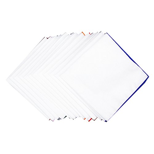 Solid White Border Cotton Mens Fashion Pocket Square For Suits Hankies