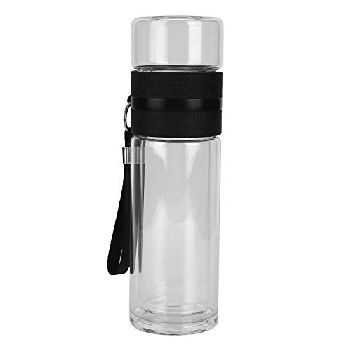 Double Wall Glass Tea Infuser Water Bottle - Home & Office Drinking Supplies - Water Separation Mug Cup