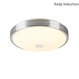 AFSEMOS 12W 10-inch Motion Sensor LED Flush Mount Ceiling Light,Aluminum Acrylic Ceiling Fixture,Surface Mounted Downlight,Auto Switch,With Built-in Body Detector,Warm White 3200K,960lm