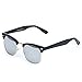 WearMe Pro - Semi Rimless Style Sunglasses Retro Mirror Lens Sunglasses (Black/Mirrored Silver, 48)