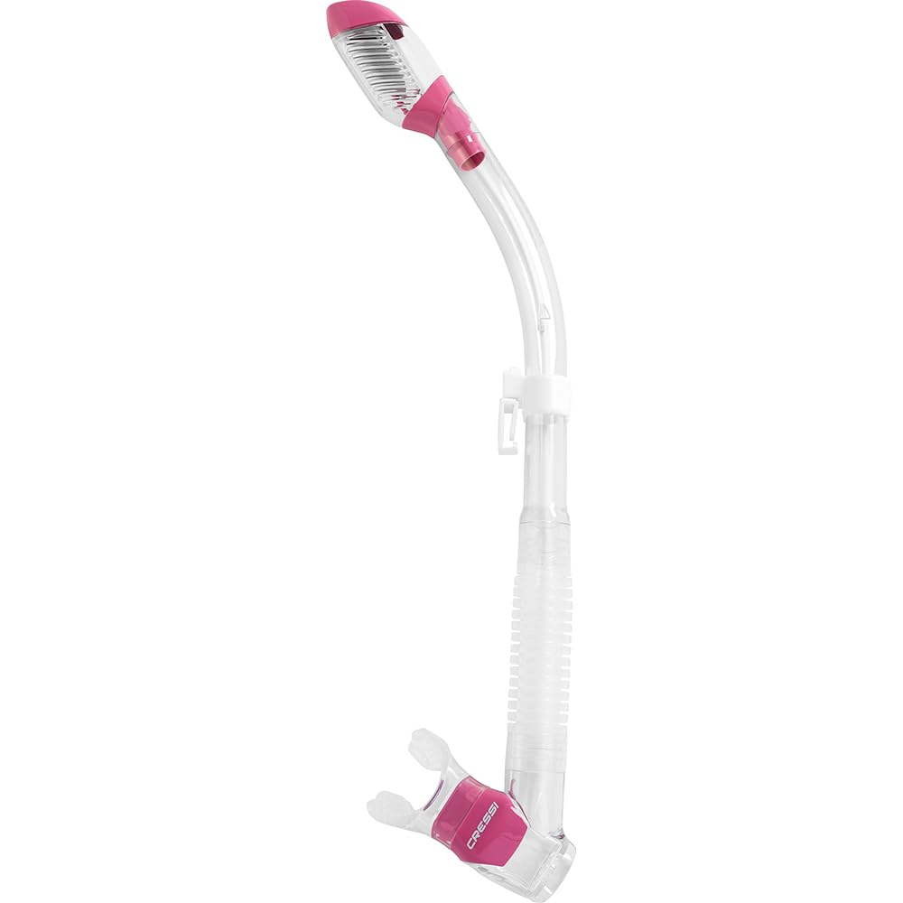 Cressi Dry Snorkel - Unisex Premium Dry Snorkel for Diving/Apnea/Snorkeling, Clear/Pink, One Size