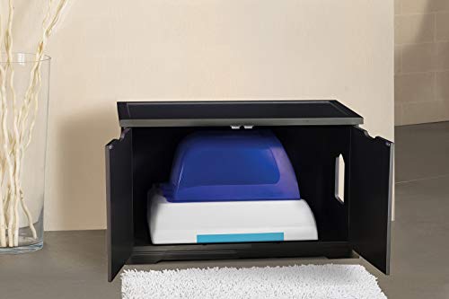 Merry Products Multi Functional Cat Litter Box Washroom Bench Cabinet, Black