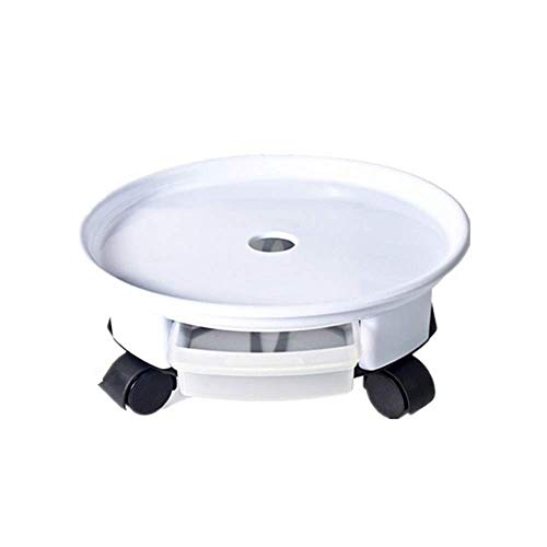 Leoyoubei Plant Caddy 8 inch Dia- Round Plant Trolley Saucer Tray with Caster Wheels and a Drawable Water Container Attached – Perfect for Moving Plants Around Your Home or Garden White