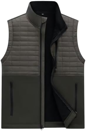 SWJGLITTR Men's Down Vest Male Collarless Lightweight Puffer Vest