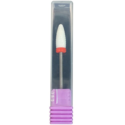 Beauticom Professional USA Ceramic White Flame Cone Shaped Bit Nail Drill (Grit: FINE) 3/32" Shank Size