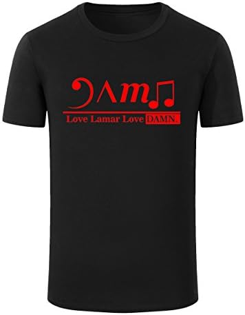 GeLivable Kendrick Lamar DAMN T Shirt Hip Hop Rap Men's Tees (Black+Red,L)