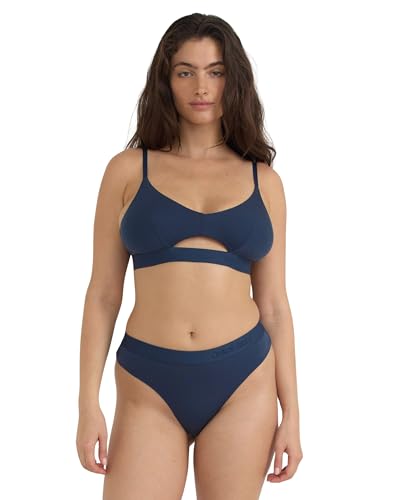 Organic Basics Women's Soft Touch Triangle Bralette, Midnight Blue, Small