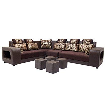 Maxtrix Saffron Six Seater L-Shaped Sofa (Marble Brown)