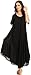 Sakkas 1701 - Lilia Embroidered Lace Up Bodice Relaxed Fit Maxi Sun Dress - Black - OS