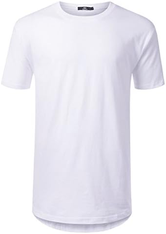 ROYEW Mens T shirts Zipper Hipster Hip Hop Extended Crewneck Swag Shirts Modal A White Medium
