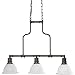Progress Lighting P4282-20 3-Light Linear Chandelier with White Etched Glass, Antique Bronze
