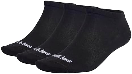 adidas Unisex Kids Thin Linear Low-Cut Socks 3 Pairs, Black/White, 5-6 Years