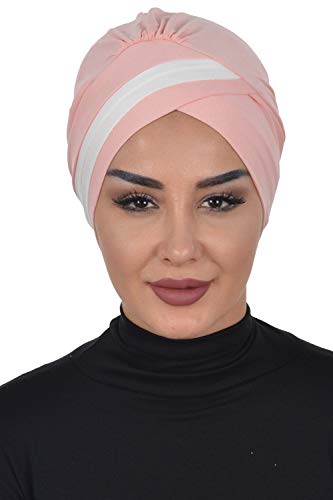 Instant Turban Cotton Scarf Head Wrap Cancer Chemo Headwear Two Colr Powdr Ivory