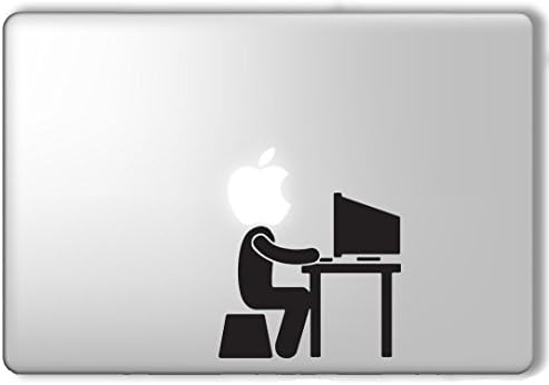 Apple as Head on Computer - Apple Macbook Laptop Vinyl Sticker Decal