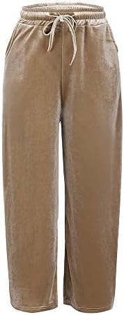 Ladies Trousers LuluZanm Summer Fahion Women Gold Velvet Pants Loose Wide Leg Trousers Wide-Legged Causal Pants Black