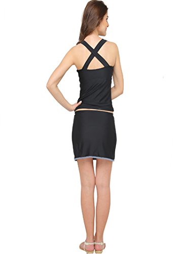 nidhi munim women's monochrome tankini with skirted bottom