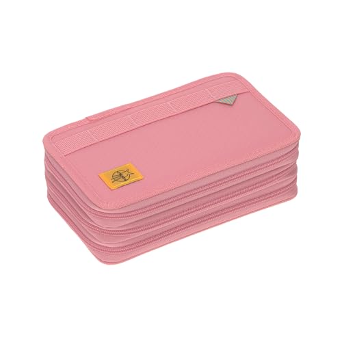 LAESSIG Pencil Case Filled 20 Pieces/School Triple Pencil Case Unique, Pink, Standard Size
