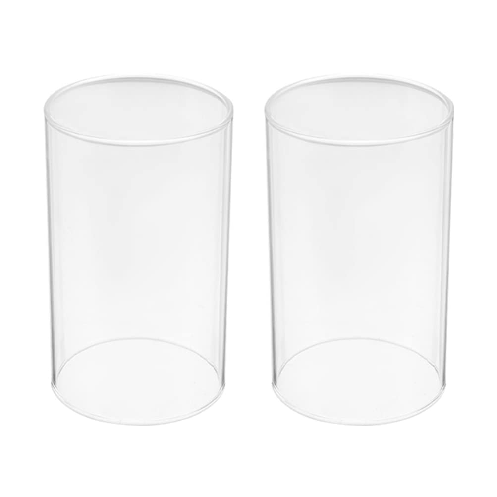BESPORTBLE Glass Candle Lampshade 2Pcs Clear Borosilicate Glass Cylinder Candle Wind Protector for Home Decor Party and Wedding Atmosphere