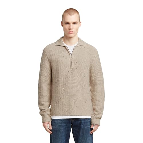 G-STAR 8719965012981 Polo Collar Half Zip Knit, Beige (Dk Brick D26740-d754-1214), XL