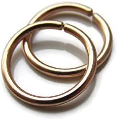 Handmade Solid Rose Gold Small Hoop Earrings Cartilage Rings 8mm 18Gauge One Pair