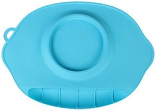 Silicone Dining mat, One Piece Placemat+Tray with Mess Pocket Easy Clean Food Grade Silicone (blue)