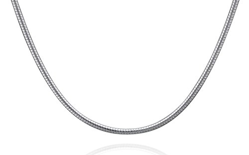 Italian sterling silver snake chain necklace, 1.2 mm in width, 20…