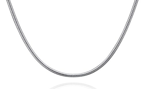 Italian Sterling Silver Snake Chain Necklace, 1.2 mm in Width, 20 Inches in Length