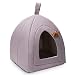 Hollypet 13 &times; 13 &times; 14 inches Self-Warming Comfortable Triangle Cat Bed Tent House, Gray