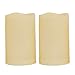 iZAN Outdoor Indoor Flameless Candles with Timer Waterproof Plastic Realistic Flickering Battery Operated LED Pillar Candles Long Lasting 1500 Hours Battery Life 3x5 inch Waved Edge 2-Pack