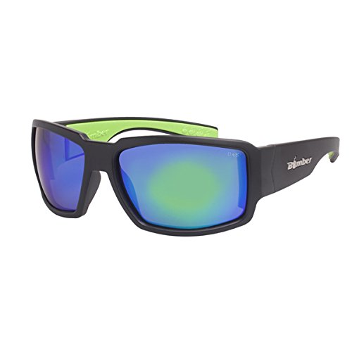 Bomber Eyewear BG103GMGF Non-Polarized Boogie Bomb Safety Glasses Matte Black Frame Green Mirror Lens