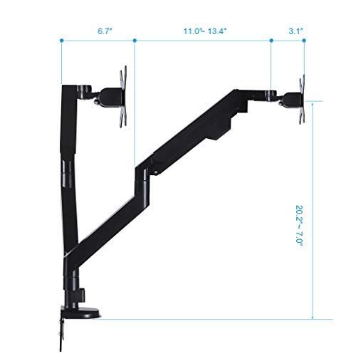 Sunon Dual Monitor Mount Stand Full Motion Adjustable Aluminum Gas