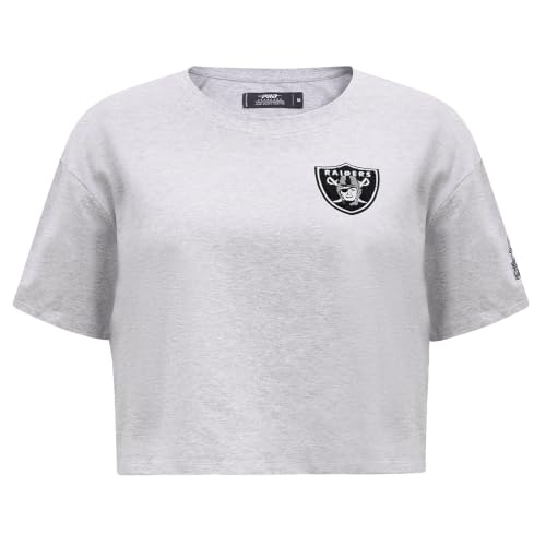Pro Standard Womens NFL Las Vegas Raiders Classic Chenille Short Sleeve Boxy Tee Heather Grey S