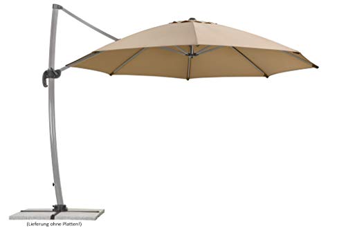 Schneider Sonnenschirm Rhodos Rondo, sand, 350 cm rund, Gestell Aluminium, Bespannung Polyester, 22.4 kg + Universal… – Bild 3