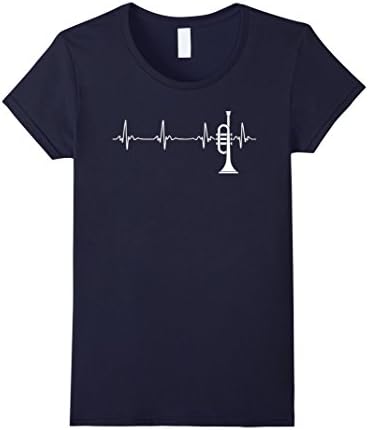 Womens Funny Trumpet Heartbeat T Shirt Marching Jazz Band Gift Idea Small Navy