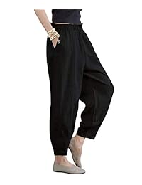 Pantalones de lino 100% para dama con cintura elástica