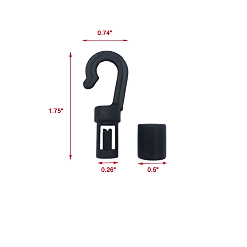10 Pcs Bungee Shock Cord Hook for 1/4 inch and 3/16 inch Rope Terminal Ends Tabbed S Open Hooks for Kayaks - Thumbnail 3
