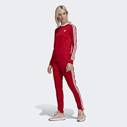 adidas sst track pants womens red