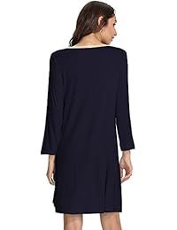 WiWi Camisón suave de bambú de manga larga para mujer, cuello en V, camisa de dormir S-XXXXL (4XL)