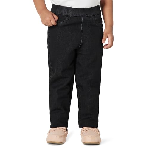 Amazon Essentials Girls' Soft Stretch Denim Jegging, Black, 2T