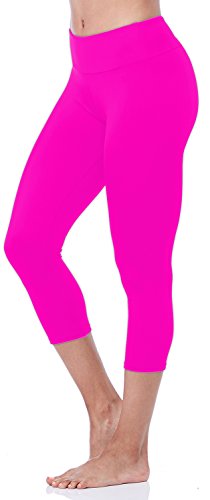LMB Lush Moda Extra Soft Capri Leggings - Variety of Colors - Yoga Waist - Fuchsia
