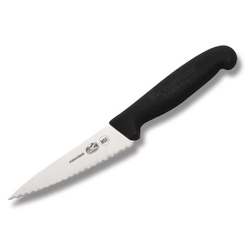 Victorinox Mini Chef's Serrated At Fibrox Pro Handle, 5"/1.25", Black Victorinox Mini Chef's Serrated At Fibrox Pro Handle, 5"/1.25", Black