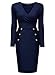Miusol Women's Formal V Neck Navy Style Long Sleeve Slim Pencil Dress